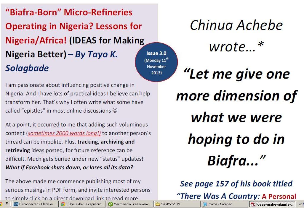 PDF - “Biafra-Born” Micro-Refineries Operating in Nigeria? Lessons for Nigeria/Africa! 