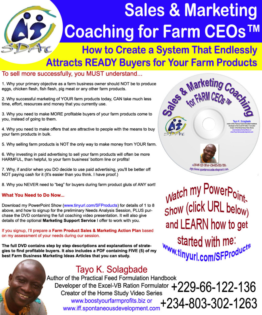 This flyer announces the Introductory Video for my new Sales and Marketing Coaching Program for Farm Business CEOs: Click to download the PowerPoint Slideshow version