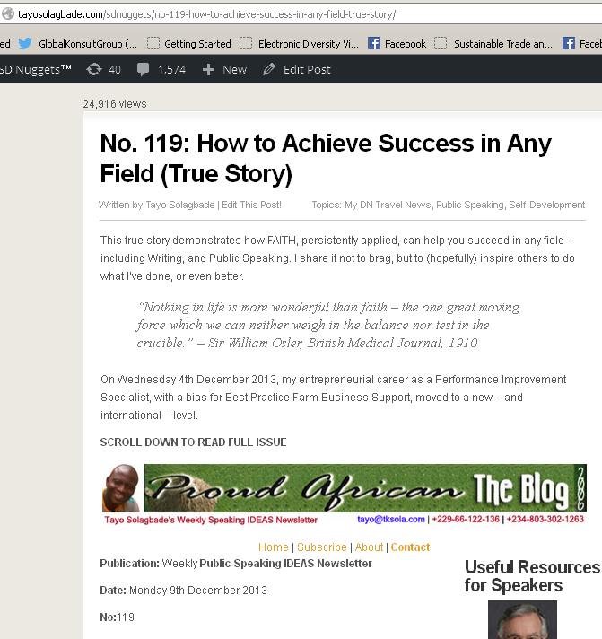 Screenshot of my 9th December 2013 article titled 'How to Achieve Success in ANY Field(True Story)' that's earned over 24k views in less than 2 years. 