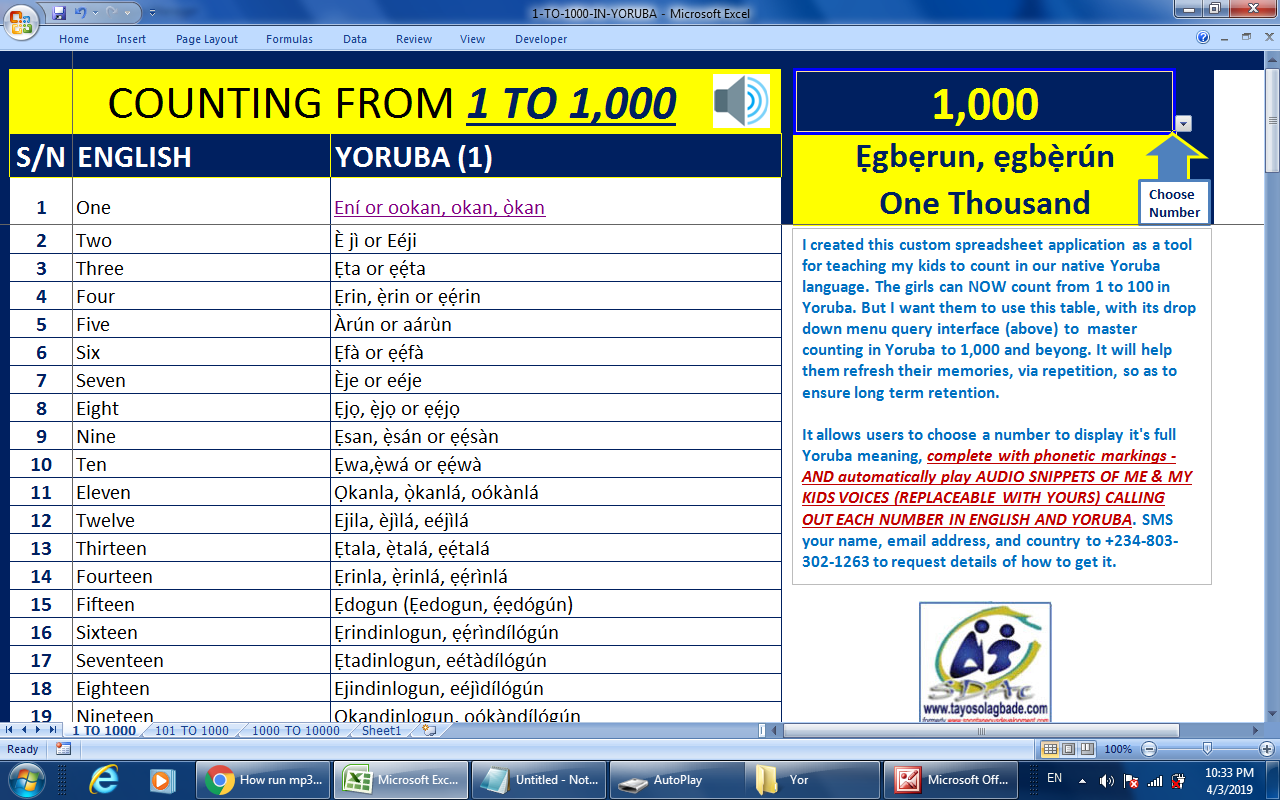 SD Nuggets LEARN COUNTING FROM 1 TO 1 000 IN YORUBA LANGUAGE USING 