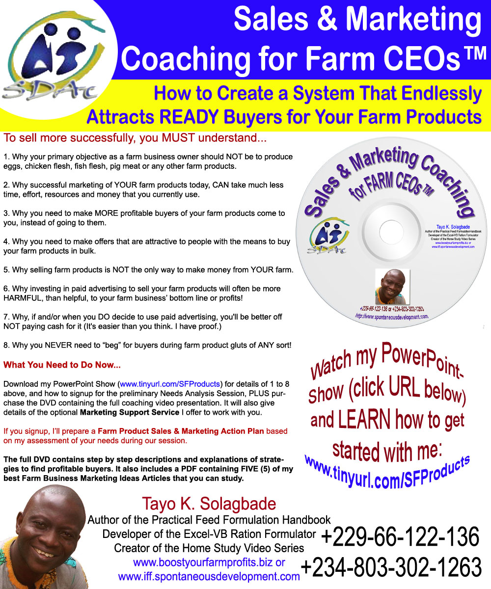 Tayo Solagbade's Coaching Program for Farm Products Marketing Success (Verbatim Text Transcript of Introductory Video)