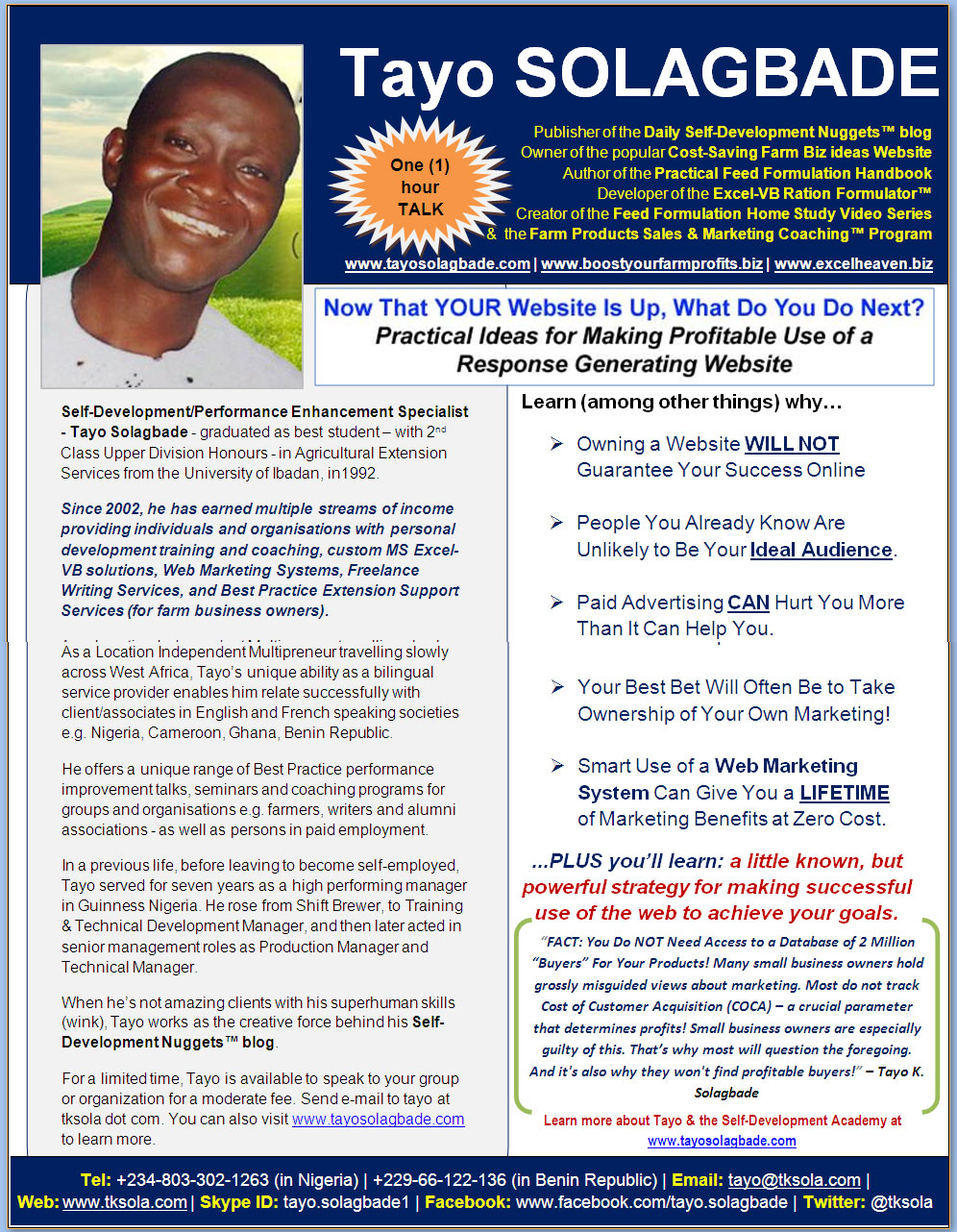 On Saturday (28th June 2014), I'll be delivering this paid 1 hour talk to members of the Media Unit of an NGO in Ogun state - click to download PDF flyer