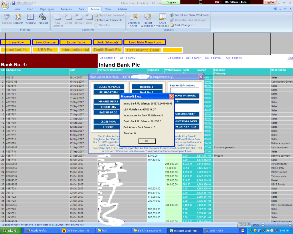 SD Nuggets™ » How I Built a Bank Transactions Monitor (BTM) ™Excel-VB ...